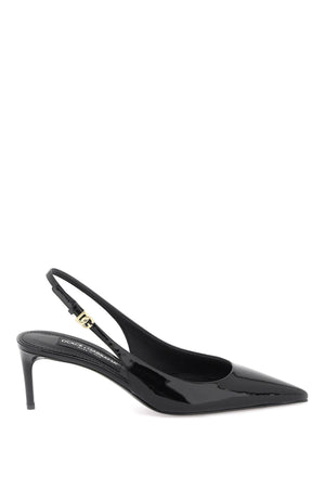 DOLCE & GABBANA Black Patent Leather Slingbacks for Women - SS24 Collection