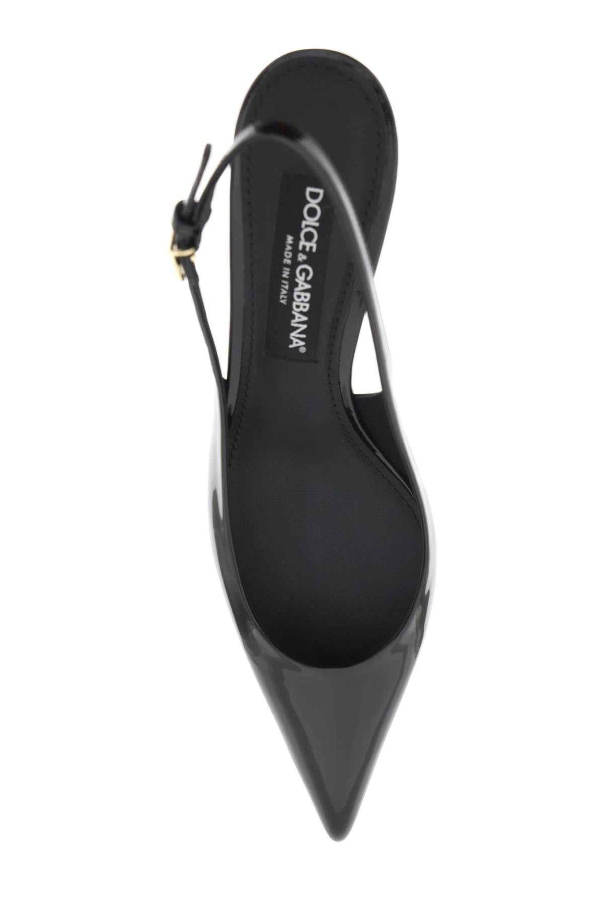 DOLCE & GABBANA Lollo Leather Slingback Pumps - Black