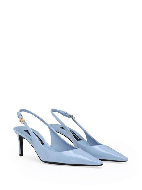 DOLCE & GABBANA Glossy Leather Slingback Mini Pumps