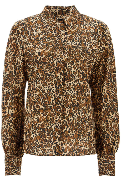 ISABEL MARANT Women's Silk Leopard Print Long-Sleeved Shirt