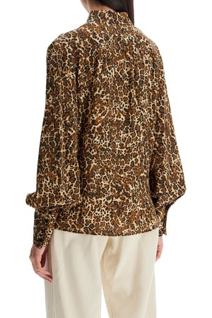 ISABEL MARANT Women's Silk Leopard Print Long-Sleeved Shirt