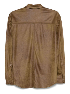 ISABEL MARANT Classic Long Sleeve Shirt with Faux Suede Detail