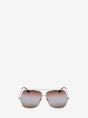 CHLOÉ Aly Square Gold-Tone Sunglasses