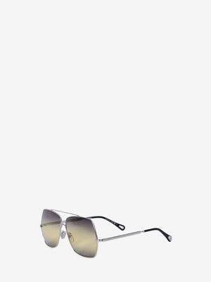 CHLOÉ Aly Square Gold-Tone Sunglasses