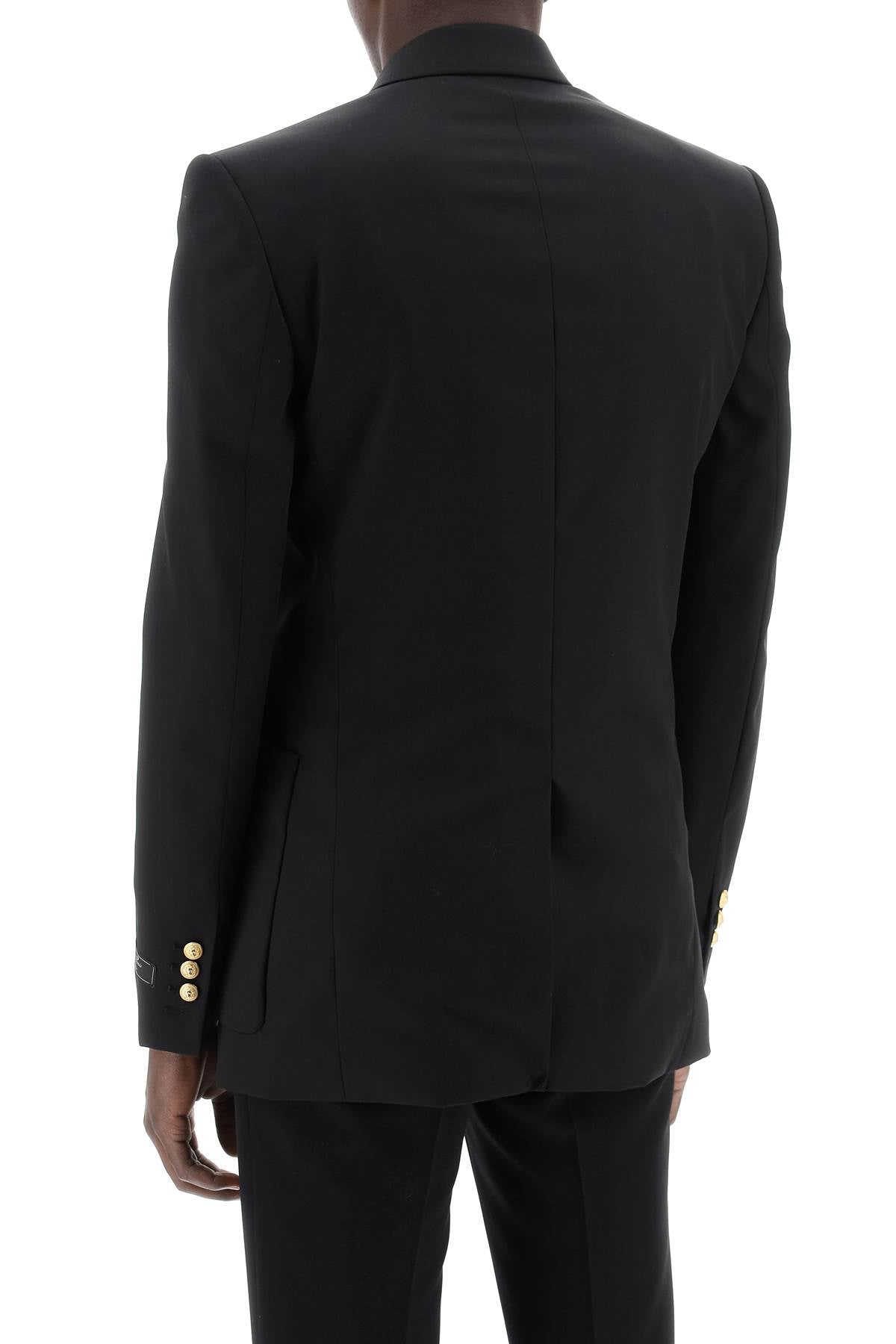 BALMAIN Double-Breasted Twill Blazer in Black