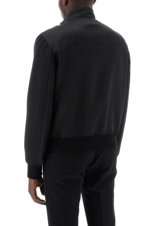 BALMAIN Men's Technical Satin Bomber Jacket with Embroidered Logo