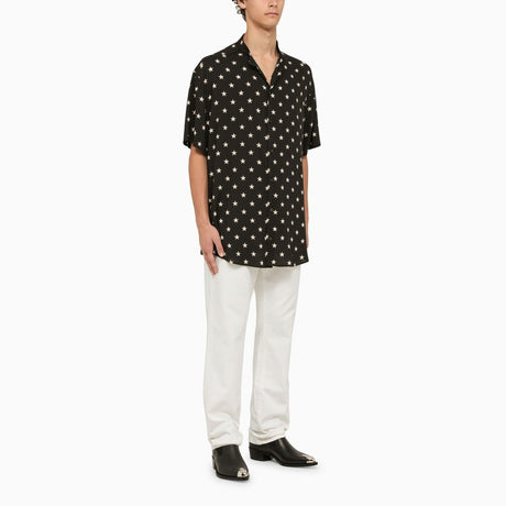 BALMAIN Men's Black Star Print Shirt for SS24