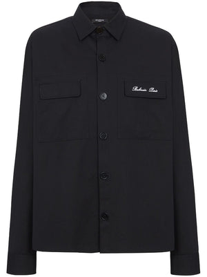 BALMAIN Men's Logo Embroidered Overshirt - Size 40