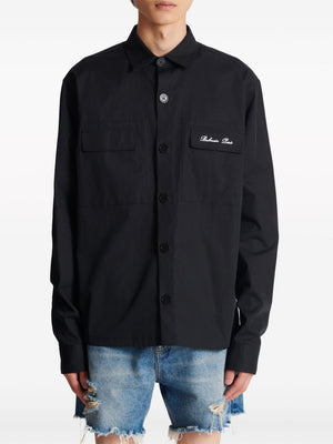 BALMAIN Men's Logo Embroidered Overshirt - Size 40