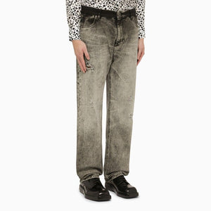 BALMAIN Bleached Straight Denim Pants