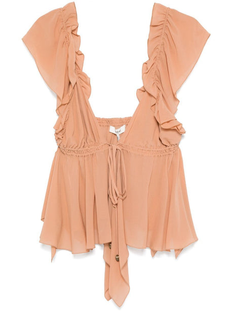 CHLOÉ Silk Ruffled Mini Top