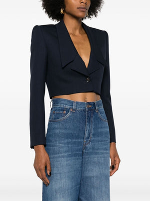 CHLOÉ Elegant Blue Cropped Wool Jacket