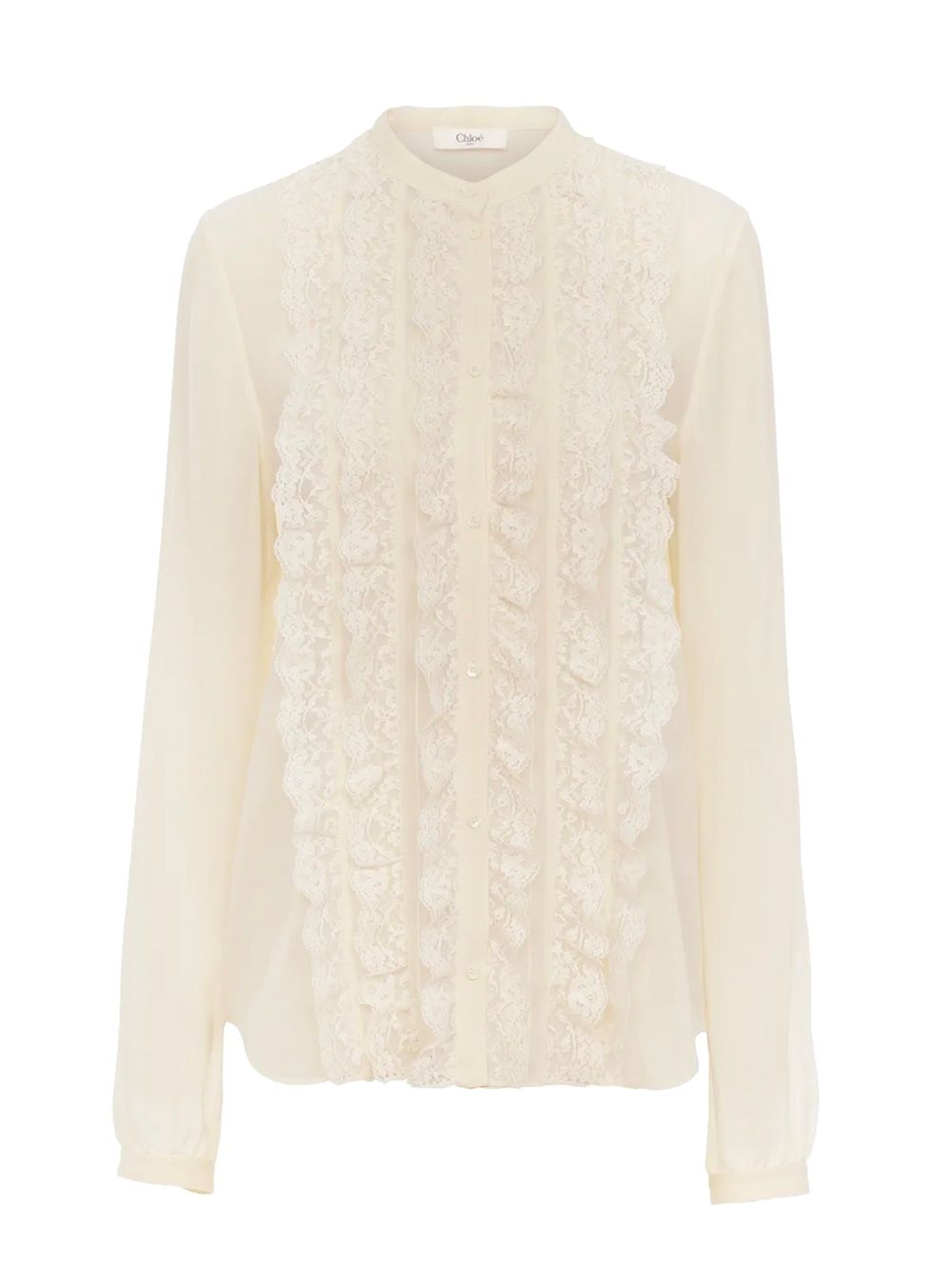 CHLOÉ Silk Blouse with Ruffles - Women’s Fashion