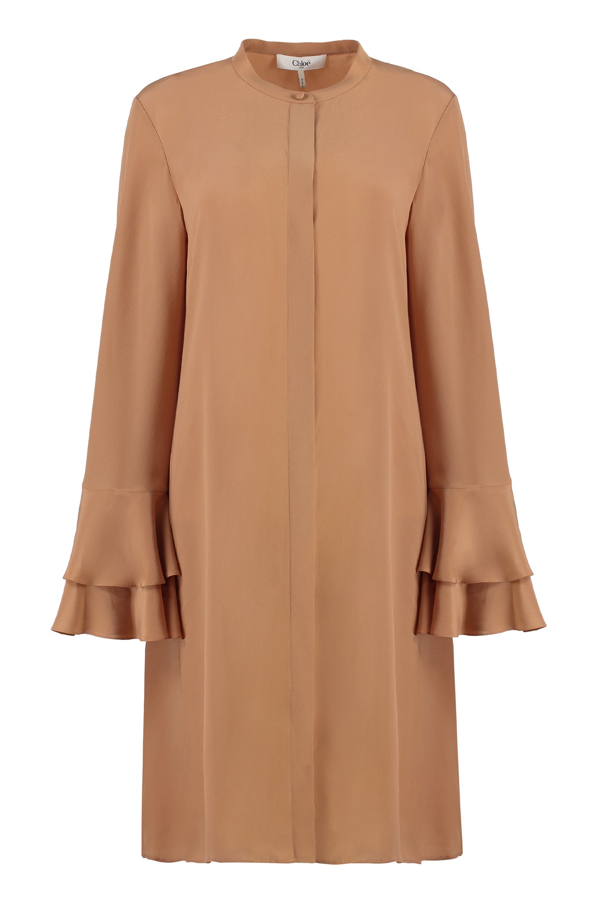 CHLOÉ Silk Crepe Shirtdress with Front Hidden Fastening - FW24