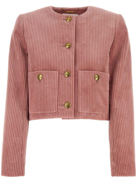 CHLOÉ Boxy Cut Velvet Cropped Jacket - Women's Mini