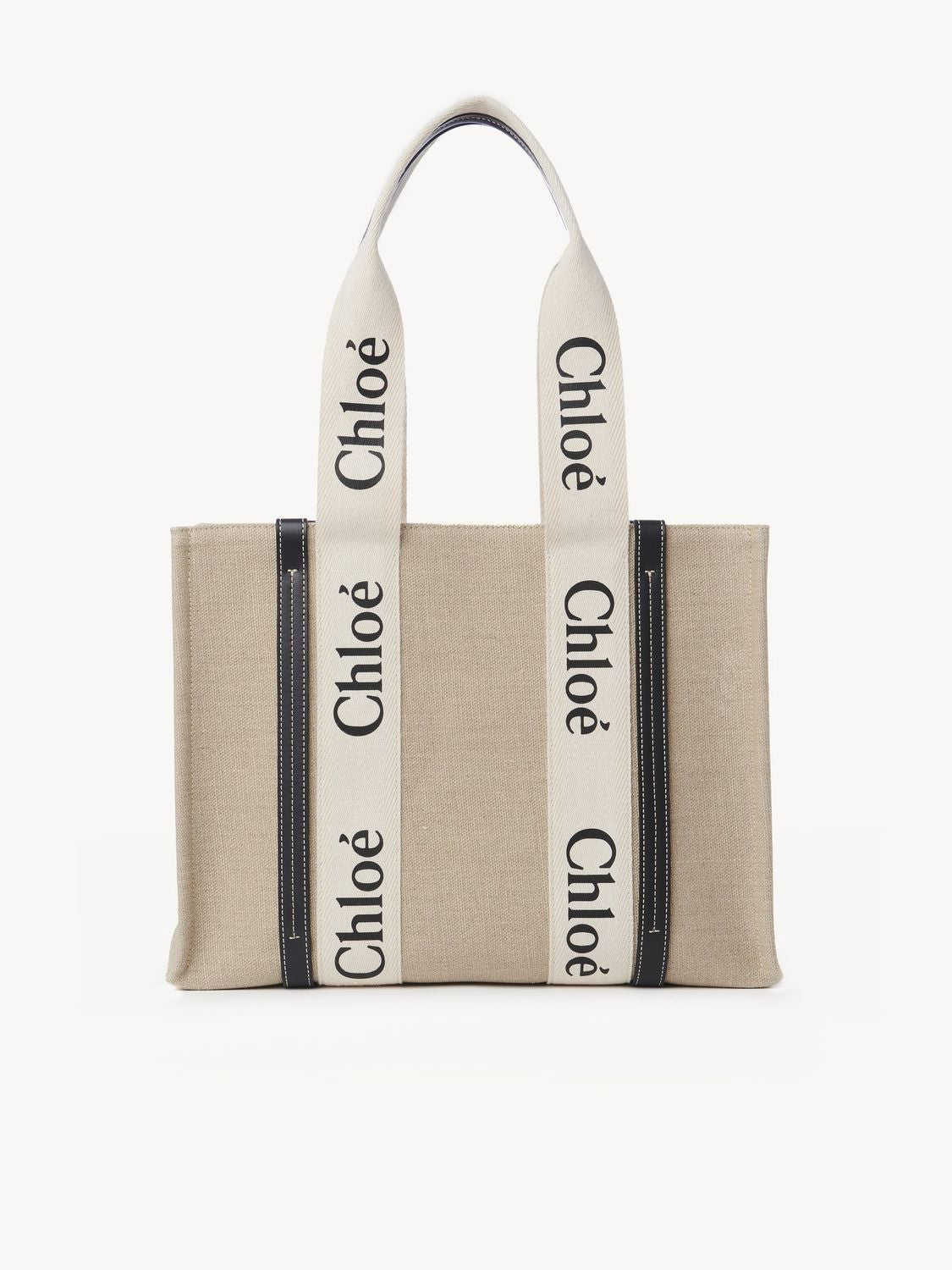 CHLOÉ Medium Canvas and Leather Tote Handbag