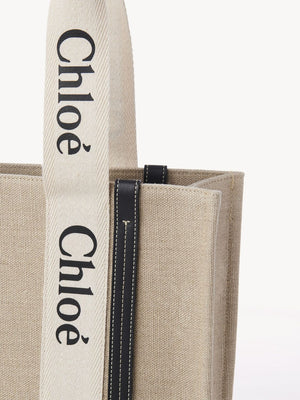 CHLOÉ Medium Canvas and Leather Tote Handbag