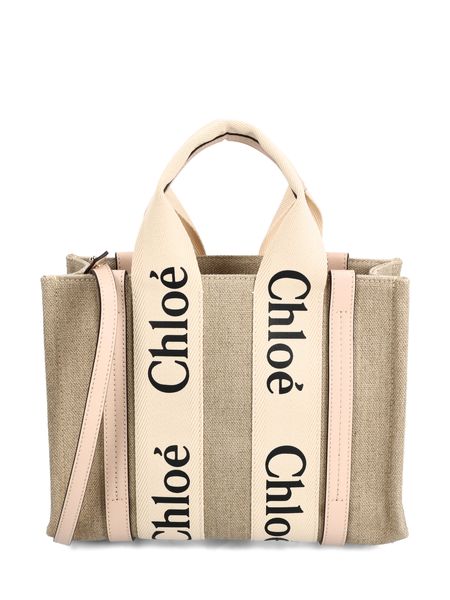 CHLOÉ Mini Canvas and Leather Tote Handbag