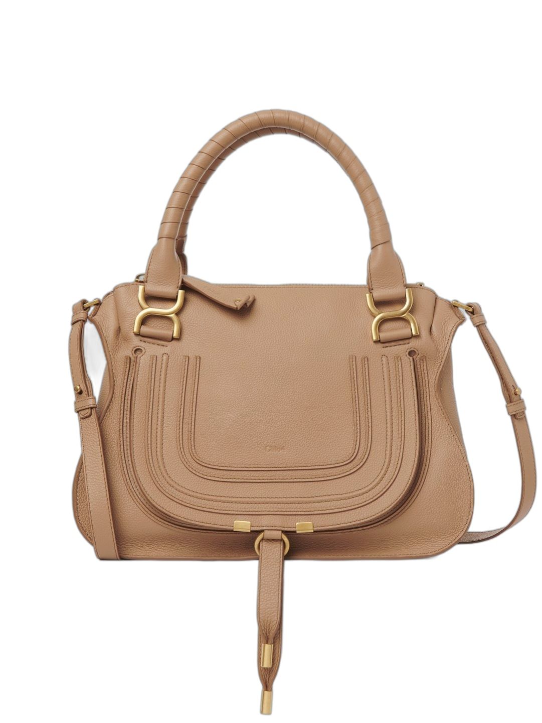 CHLOÉ Light Tan Leather Double Carry Handbag for Women - SS24 Collection