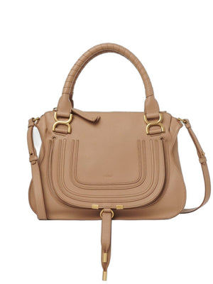 CHLOÉ Light Tan Leather Double Carry Handbag for Women - SS24 Collection