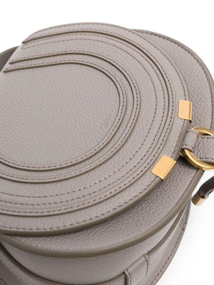 CHLOÉ Women's Elephant Grey Leather Small Saddle Shoulder Bag Fall/Winter 2023