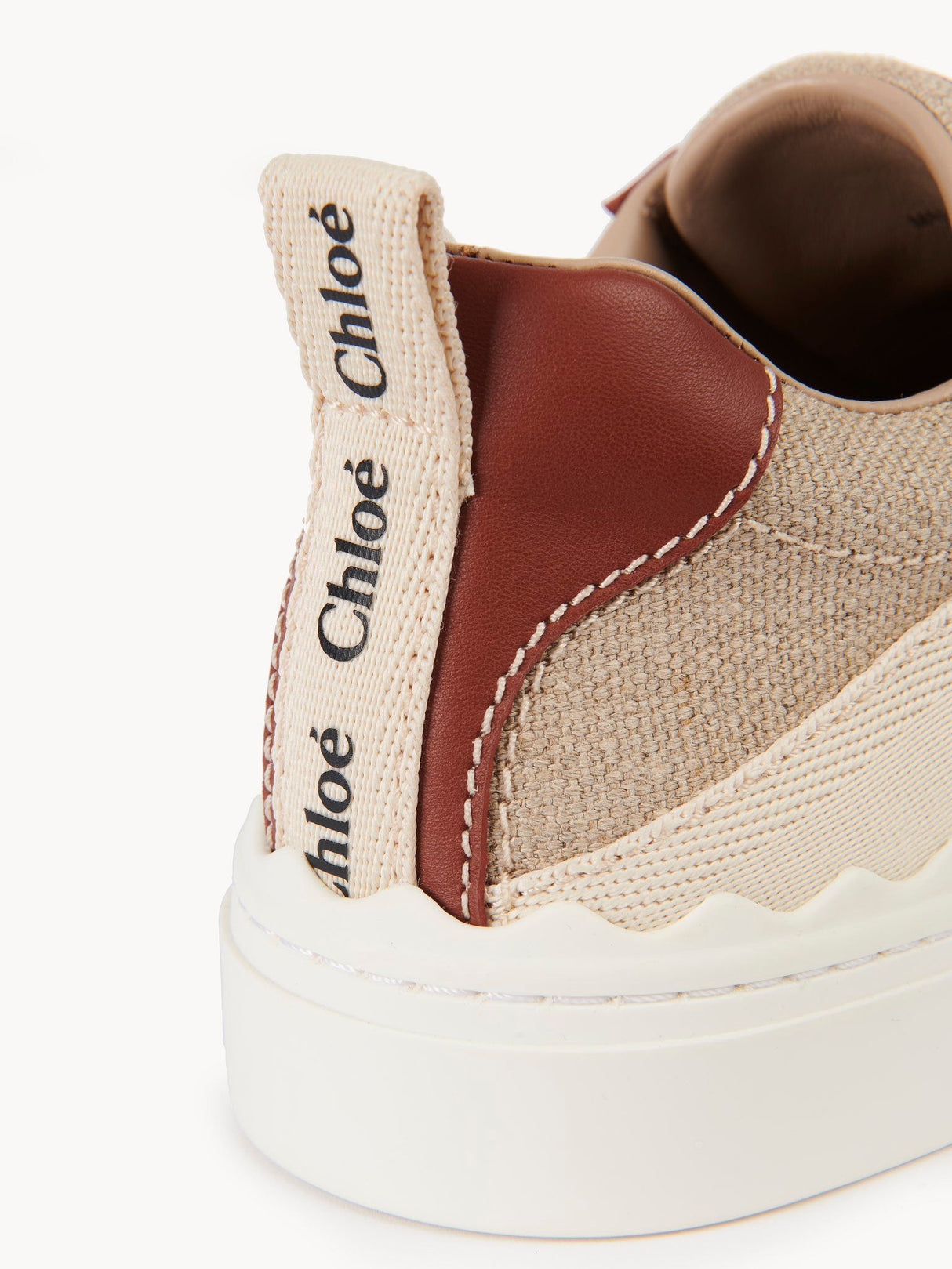 CHLOÉ Lauren Linen and Leather Sneakers