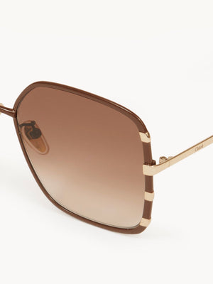 CHLOÉ Gold Brown Sunglasses for Women - SS24 Collection