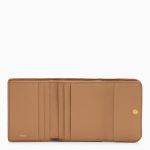 CHLOÉ Beige Grained Leather TriFold Wallet for Women - Small Size