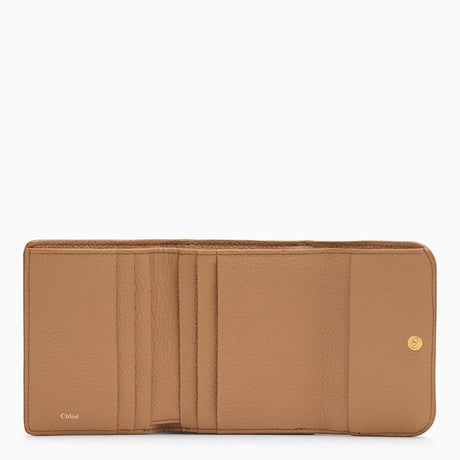 CHLOÉ Beige Grained Leather TriFold Wallet for Women - Small Size