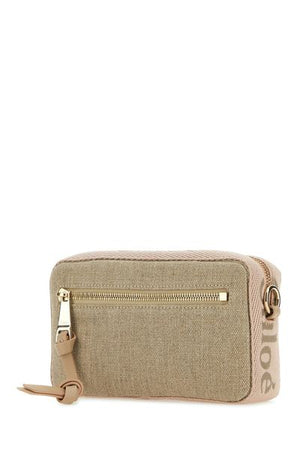 CHLOÉ Beige Leather and Raffia Handbag with Gold-Tone Accents - FW23