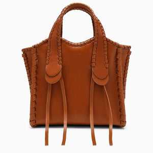 CHLOÉ Caramel Brown Mini Mony Tote Handbag in Calfskin with Suede Lining and Zip Closure
