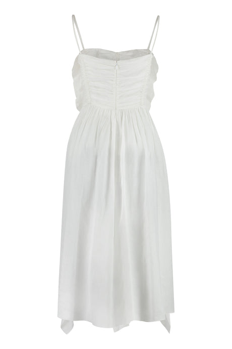 Váy ramie trắng cổ áo đơn giản với các chi tiết nhún dành cho phụ nữ
