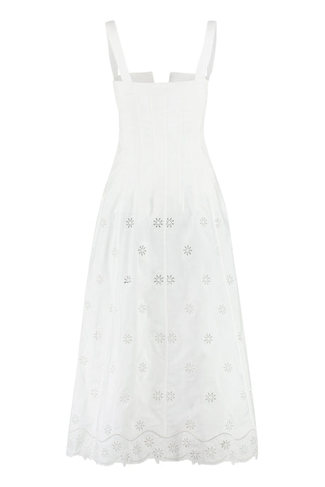 CHLOÉ White Poplin Midi Dress for Women | SS23 Collection