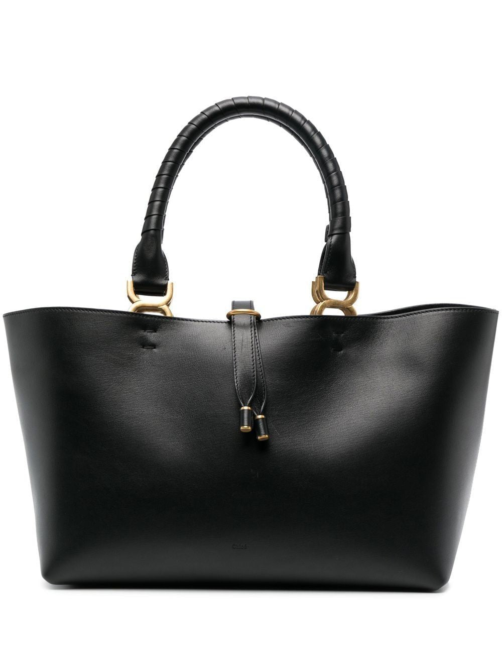 CHLOÉ Black Small Tote Top-Handle Bag for Women, 100% Genuine Leather, Spring/Summer 2024