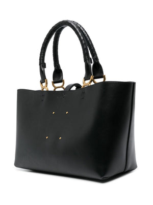 CHLOÉ Black Small Tote Top-Handle Bag for Women, 100% Genuine Leather, Spring/Summer 2024