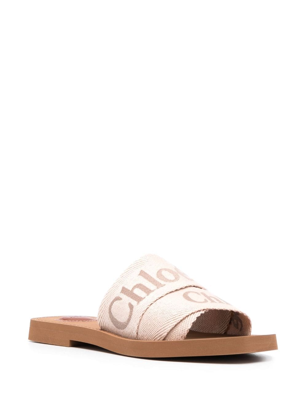 CHLOÉ Beige Logo Embroidered Sandals for Women - SS24