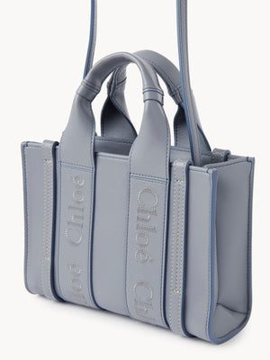 CHLOÉ Clear Blue Leather Mini Tote Handbag for Women, SS24