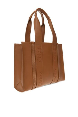 CHLOÉ Women's Medium Woody Caramel Leather Tote Bag