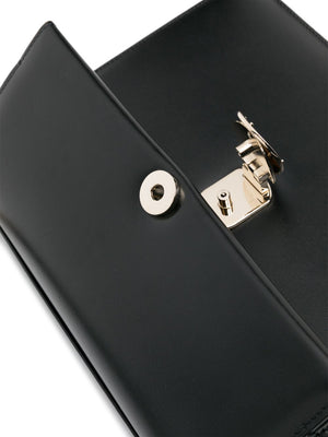 CHLOÉ Penelope Medium Black Lambskin Grained Handbag with Detachable Handle and Shoulder Strap