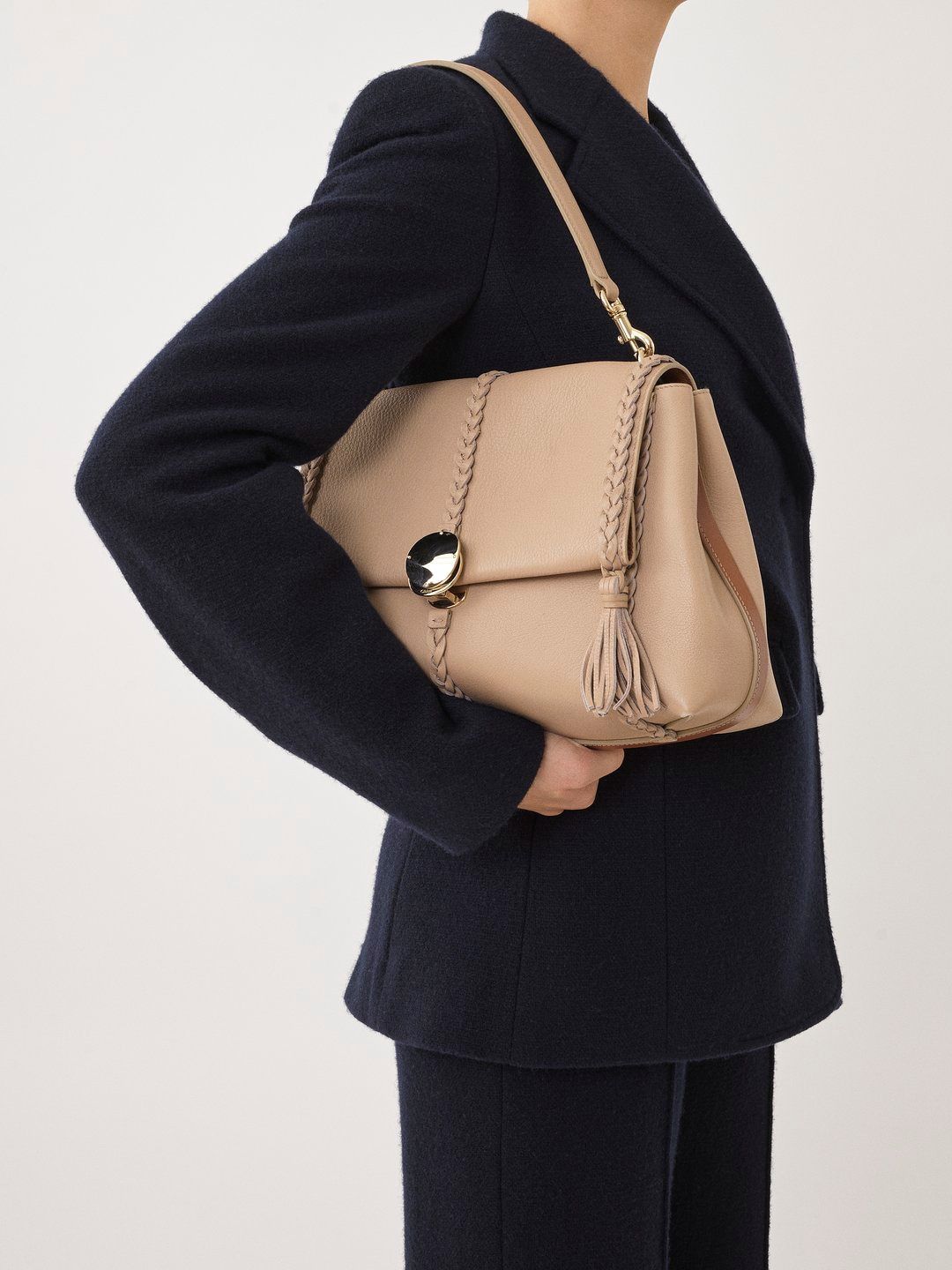 CHLOÉ Beige Medium Leather Shoulder Handbag for Women - SS24