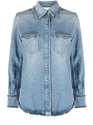 Feminine Denim Blend Shirt màu xanh lục trong BST FW23