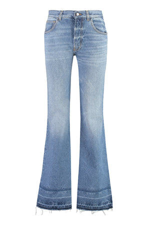 CHLOÉ Flared Low-Rise Denim Jeans with Visible Stitching and Fringed Hemline for Women