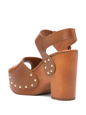 CHLOÉ Elegant Leather Clogs with Block Heel - 110mm