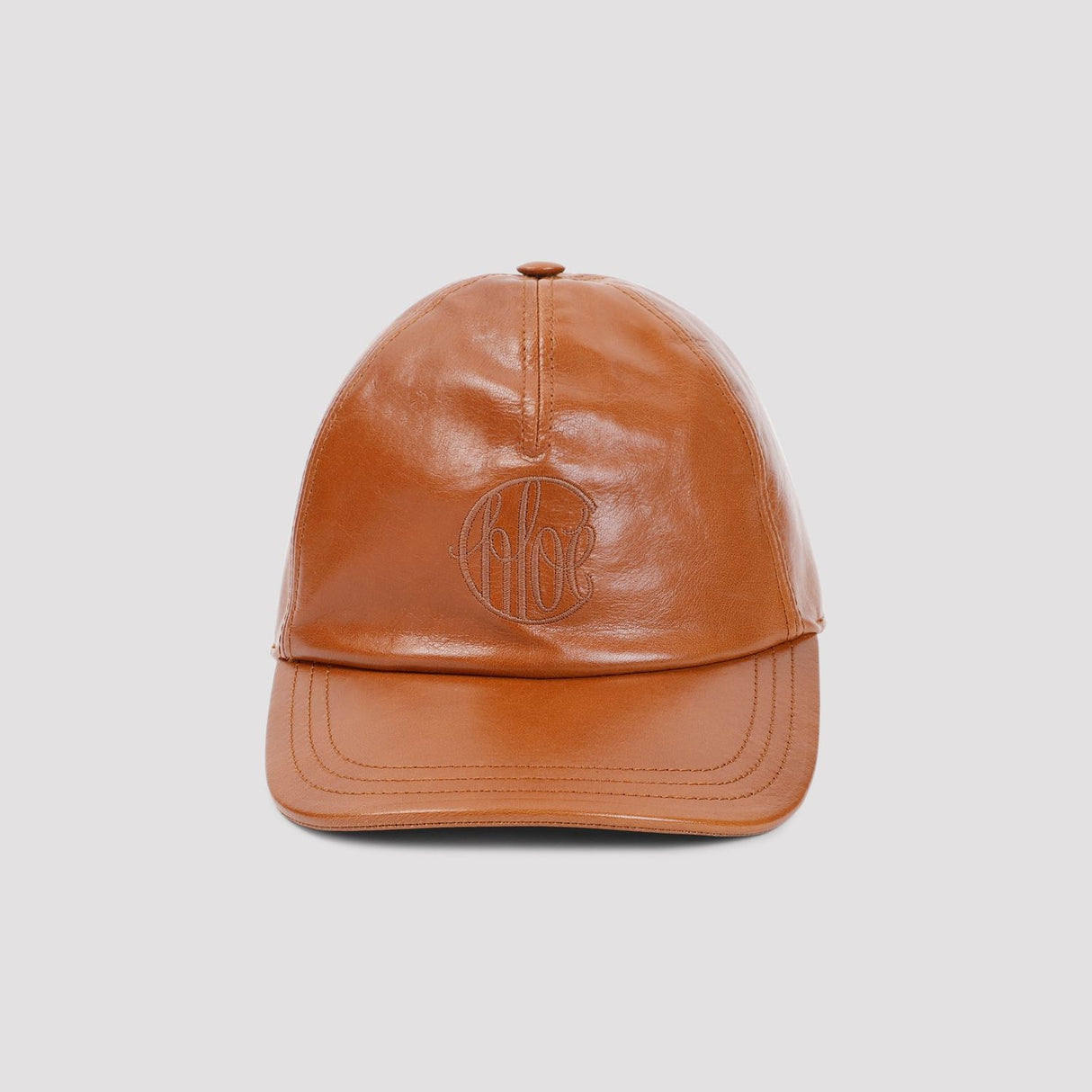 CHLOÉ Elegant Swing Cap in Rich Brown Calf Leather