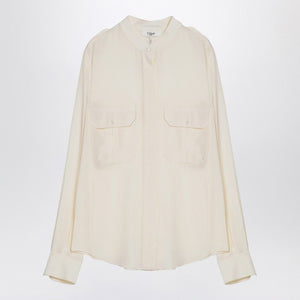 CHLOÉ Misty Blue Silk Button-Up Blouse