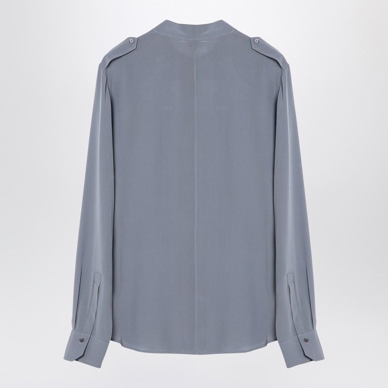 CHLOÉ Misty Blue Silk Button-Up Blouse