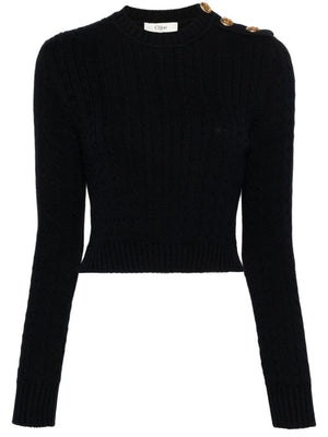 CHLOÉ Elegant Women's Sweater with Golden Bot Braids