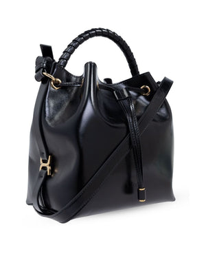 CHLOÉ Elegant Black Leather Mini Bucket Bag