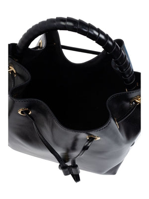 CHLOÉ Elegant Black Leather Mini Bucket Bag