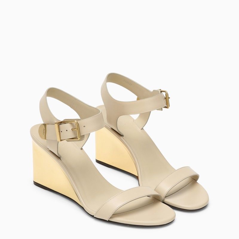 CHLOÉ Pearl-Coloured Leather High Sandal - SS24 Season